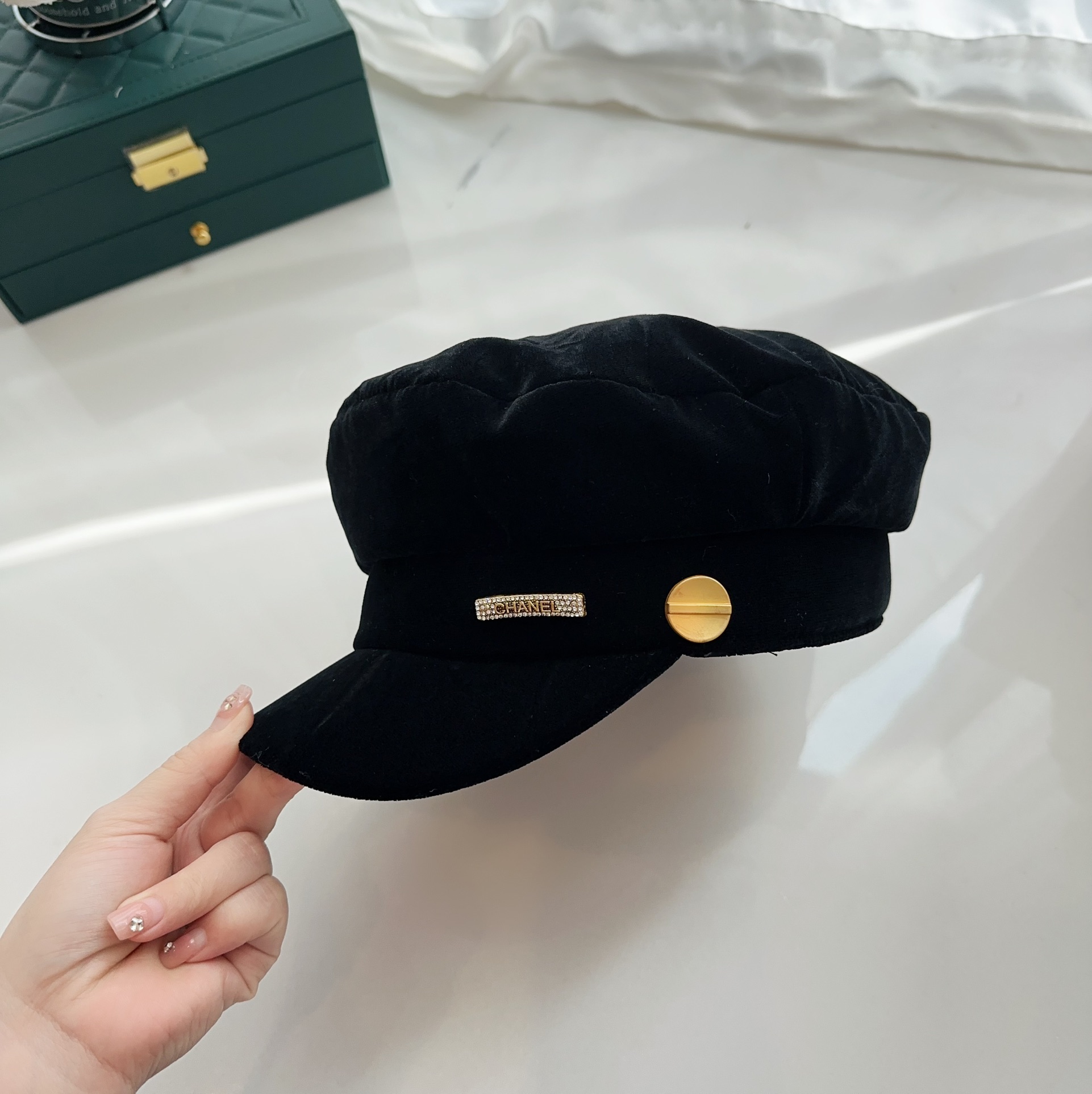 [Chanel Hats]chanel velvet military cap The new velvet series of the new handi