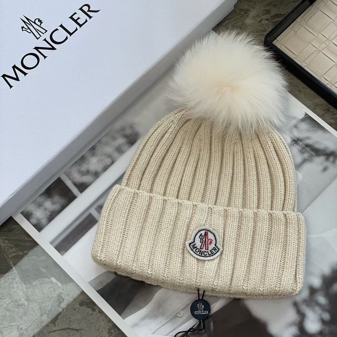 몽클레어 울 폭스퍼 폼폼 모자 79356