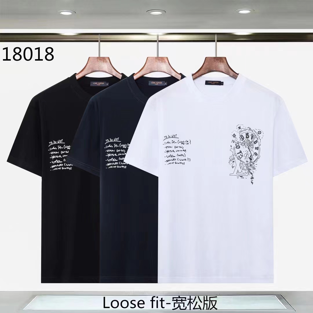 Louis Vuitton Clothing T-Shirt Men Cotton Short Sleeve