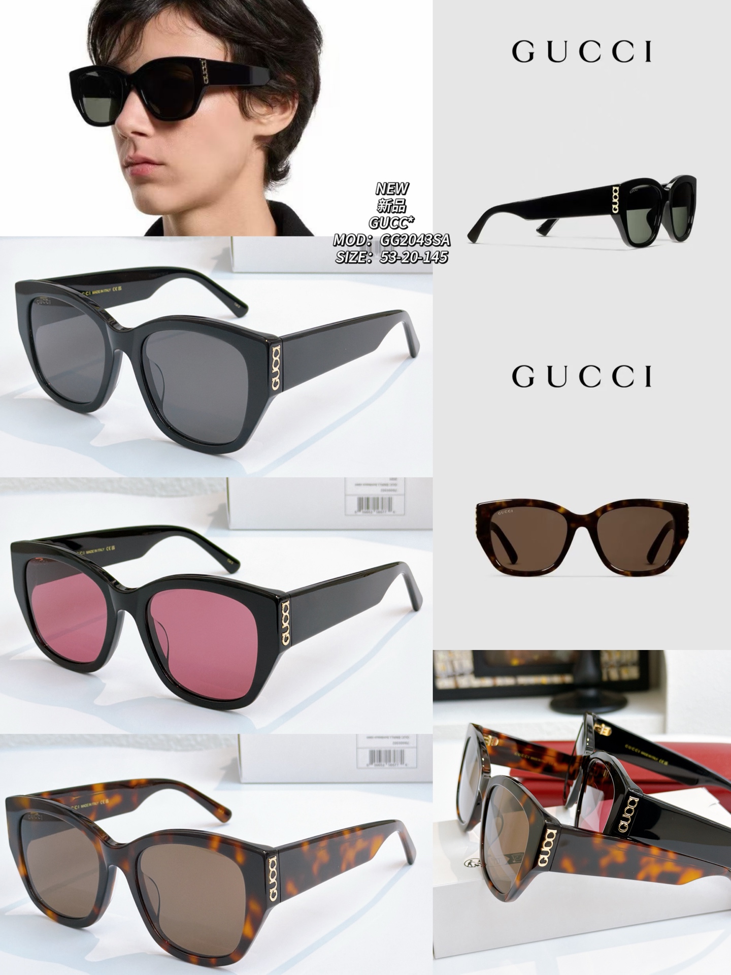NUEVO producto GUCC* MOD：GG2043SA TALLA：53-20-145