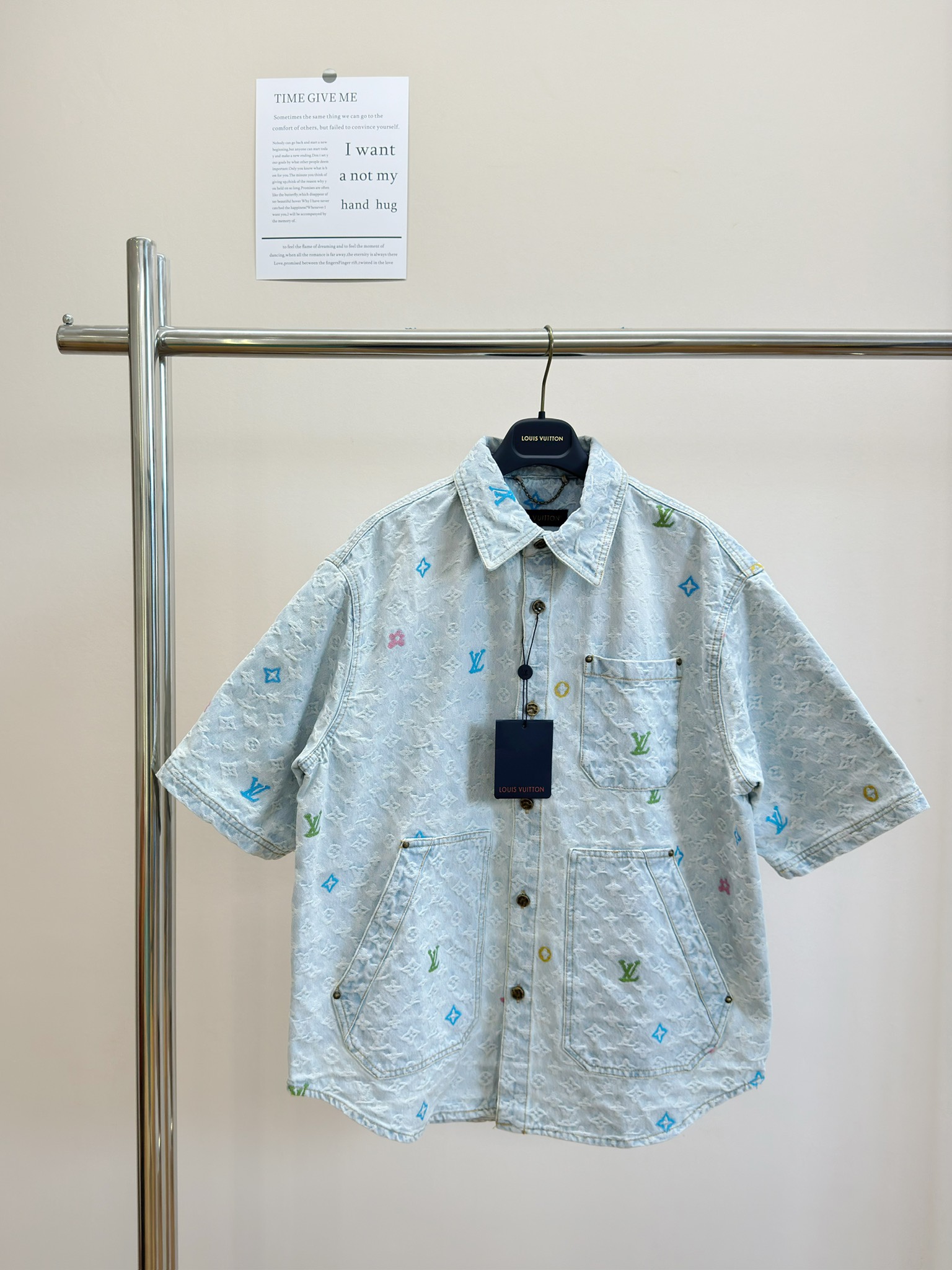 Louis Vuitton Vêtements Chemises & Chemisiers Broderie de fleurs Coton Tissu coton bleu