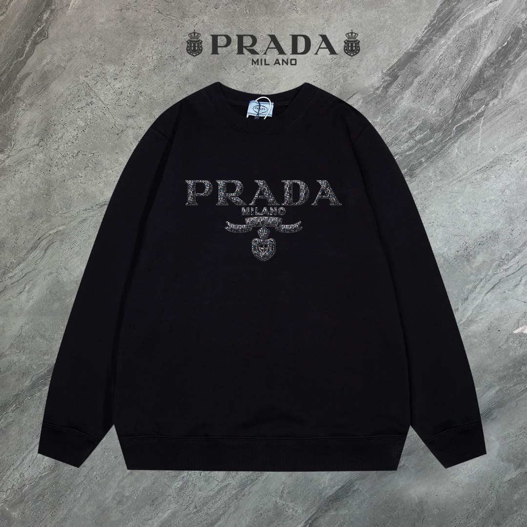 (Versión alta de sudadera) [Stock a largo plazo] 〖PRADA ~ Prada〗 utiliza tela pesada de 440 g para distinguir la moneda…