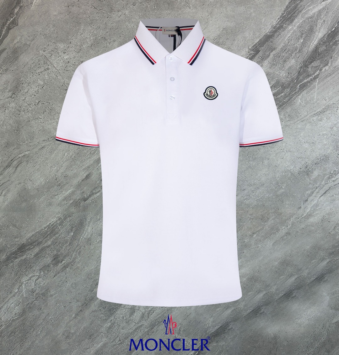【Etiquetas completas】 MONCLER~Montclair 2024 nueva camiseta polo de manga corta de alta calidad, tela personalizada de …