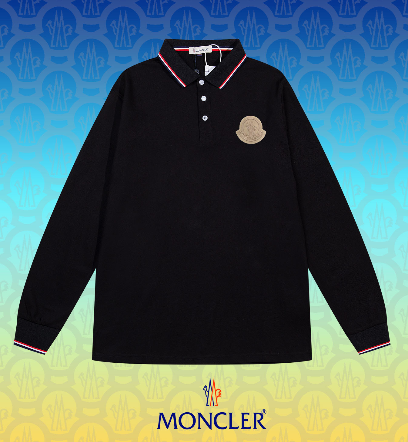 q 【Nuevo modelo en stock】𝐌𝐎𝐍𝐂𝐋𝐄𝐑~Montclair #Polo de manga larga de cuello vuelto de alta calidad de la colección…