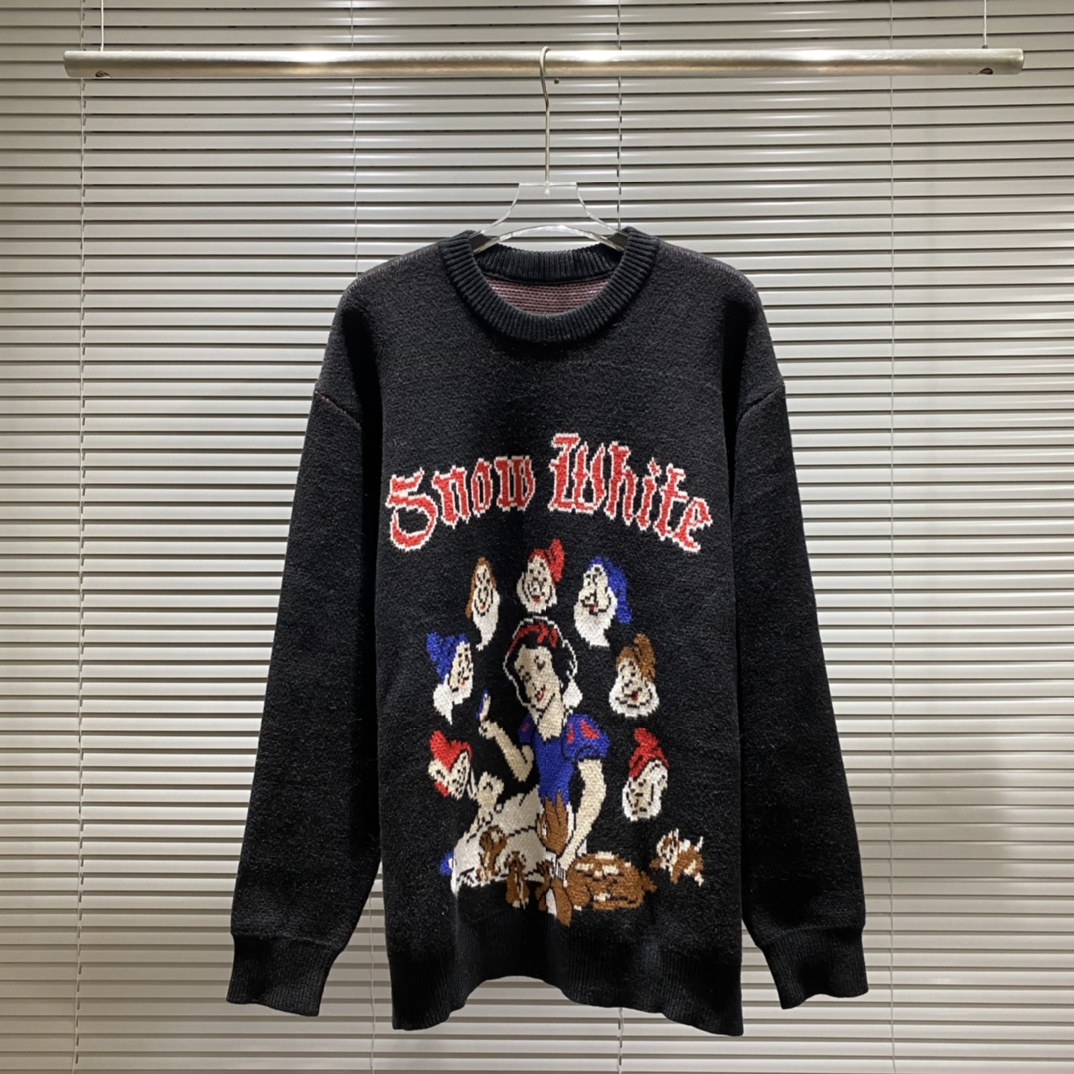 Supreme Snow White and Seven Dwarves Sweaters in Black and White, Sizes SM-XXL