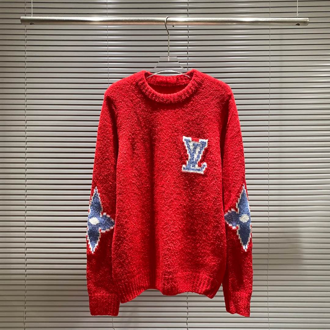 Louis Vuitton Clover Jacquard Crew Neck Sweater, Designer Fashion