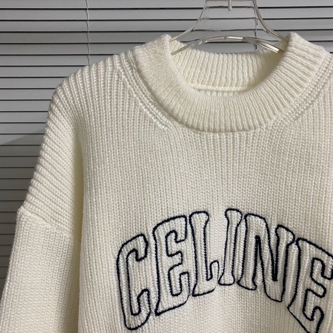 Selin’s Embroidered Round-Collar Sweater in Blue, White, Black, and Grey, Multiple Sizes - 图片 4