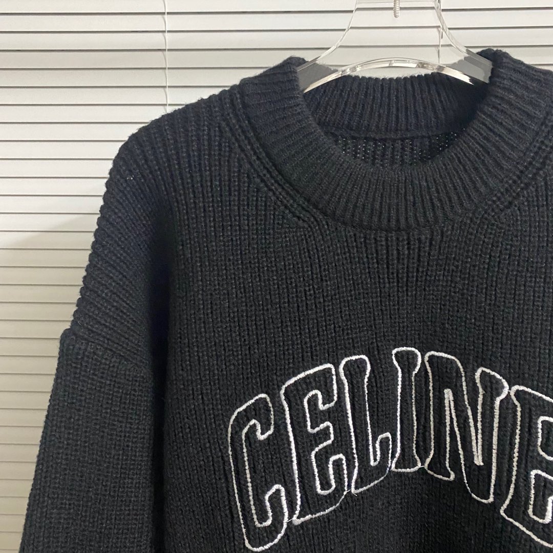 Selin’s Embroidered Round-Collar Sweater in Blue, White, Black, Grey – Sizes SM-XXL - 图片 4