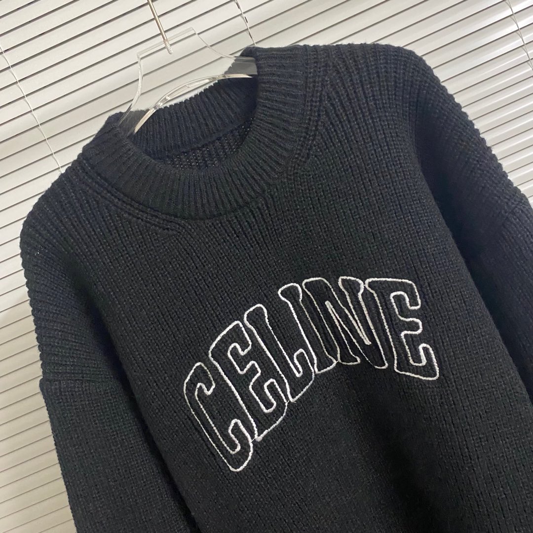 Selin’s Embroidered Round-Collar Sweater in Blue, White, Black, Grey – Sizes SM-XXL - 图片 6