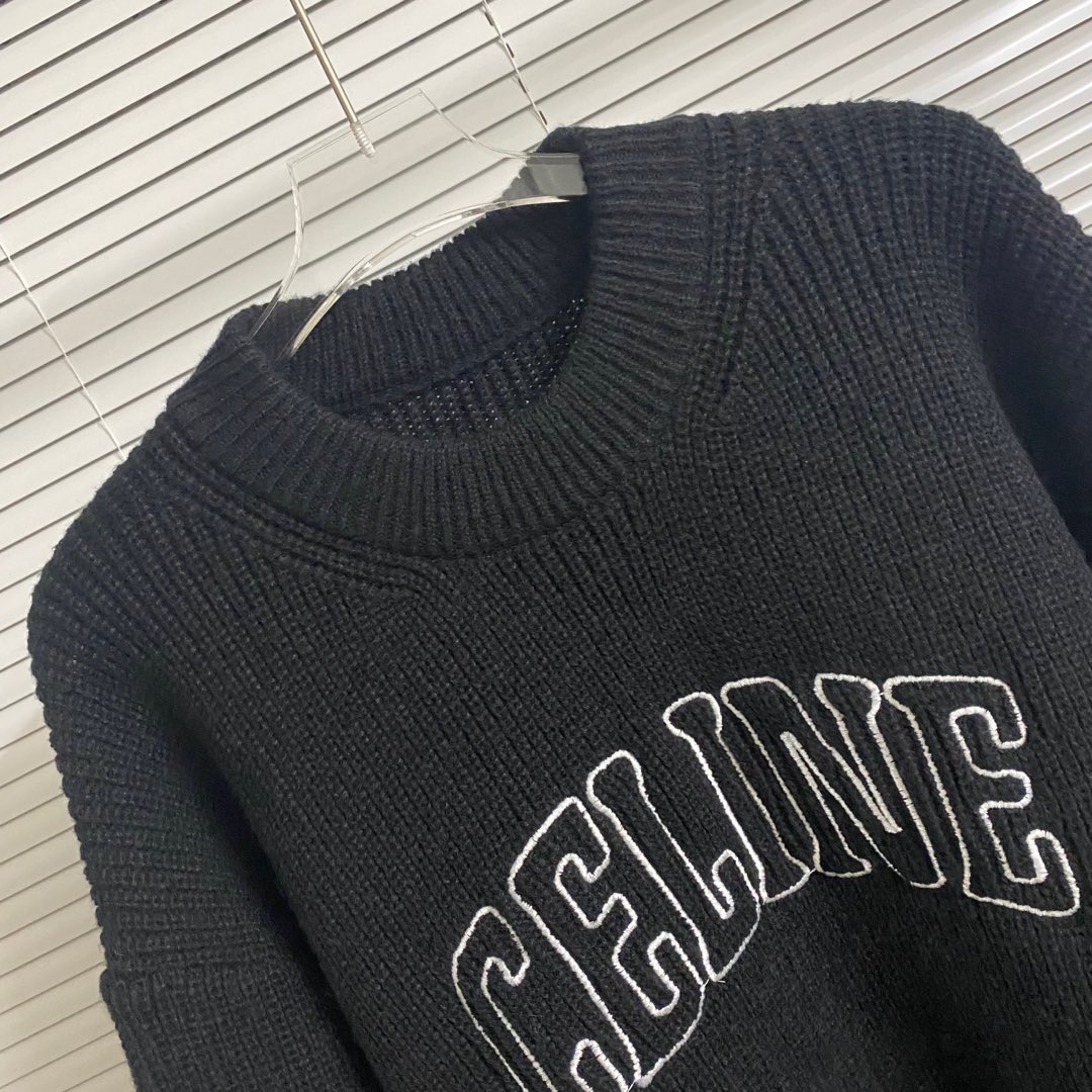 Selin’s Embroidered Round-Collar Sweater in Blue, White, Black, Grey – Sizes SM-XXL - 图片 3