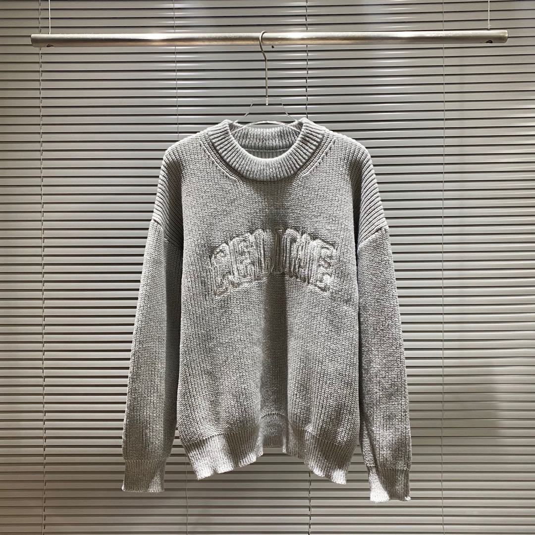 Selin’s Chest Letter Logo Sweater in Blue, White, Black, and Grey – Sizes SM to XXL - 图片 1