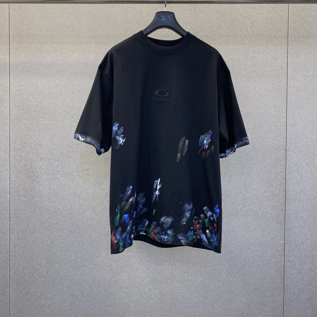NO:854205,Bl Paris 26 new spring and summer letter embroidery splash-ink round neck short-sleeved size: xs-L, Balenciaga-clothing, balenciaga, T-shirt,19860909Bl 巴黎26春夏新款字母刺绣泼墨圆领短袖码数: xs-L,巴黎世家-服装,balenciaga,T-shirt,,Women's clothing