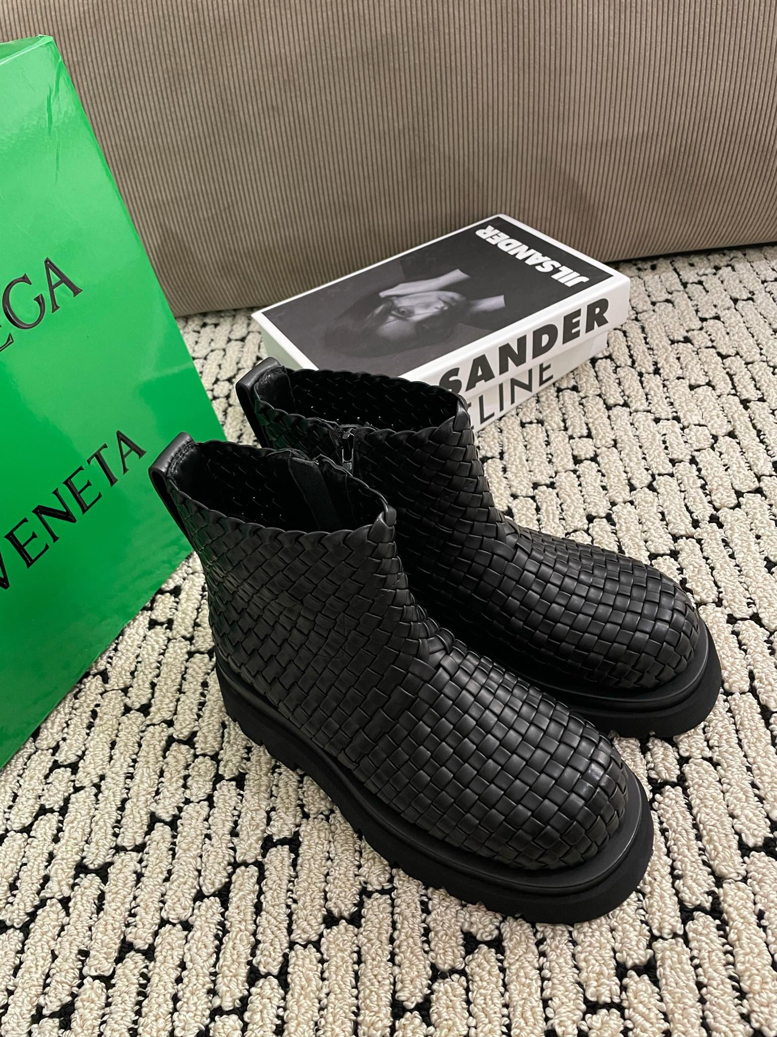 Qualité parfaite
 Bottega Veneta Bottes Courtes Tissé Caoutchouc Série printemps Fashion