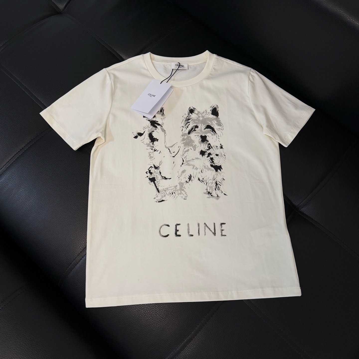 p115 🔥casa C🔥🆕Camiseta de manga corta con logotipo Celine estampado, tela de 180 g, 50 hilos dobles, tacto suave, có…