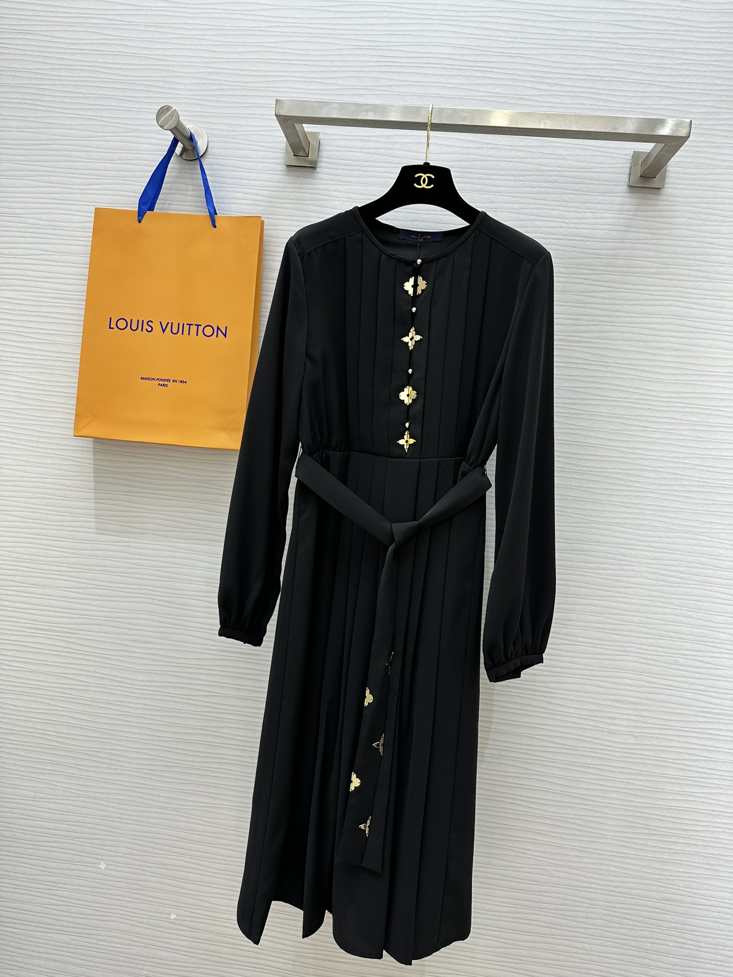 Louis Vuitton Ropa Vestidos Negro Colección de otoño Manga larga