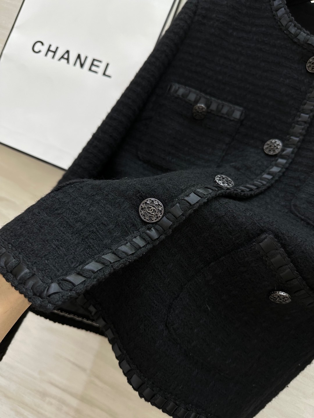 #Chane♡中古系羊毛软花呢外套 原版定制编织100%羊毛软花呢面料 经典口袋气质名媛 复古高级！开模