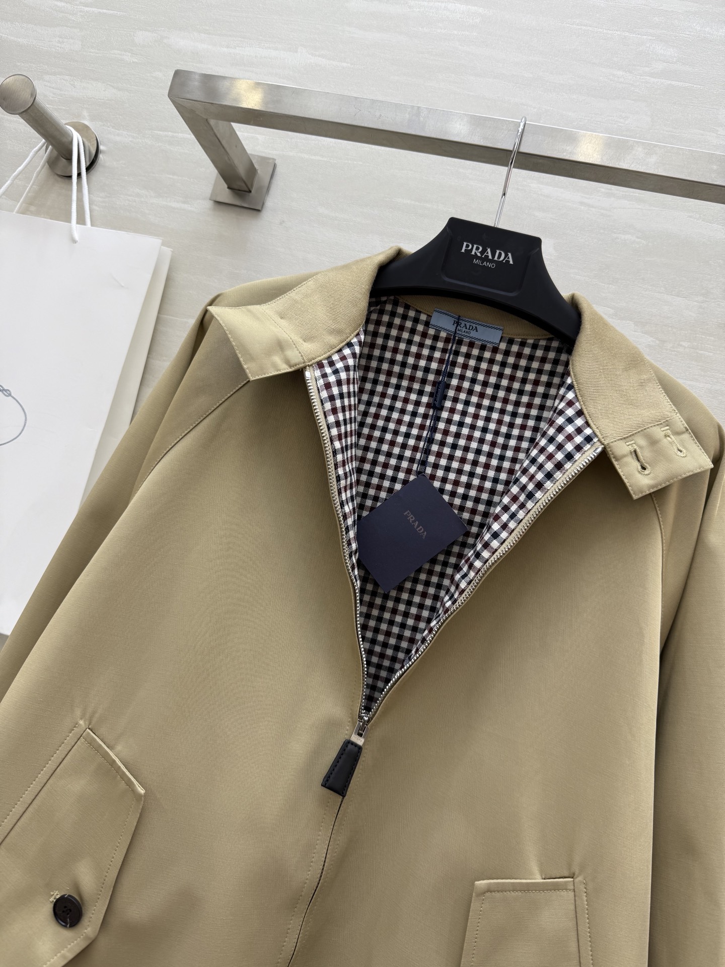 #Prad♡²⁵棒球服式拉链夹克外套 立领休闲廓形 高品质定制 现货首发size：S/M/L（s码胸围：