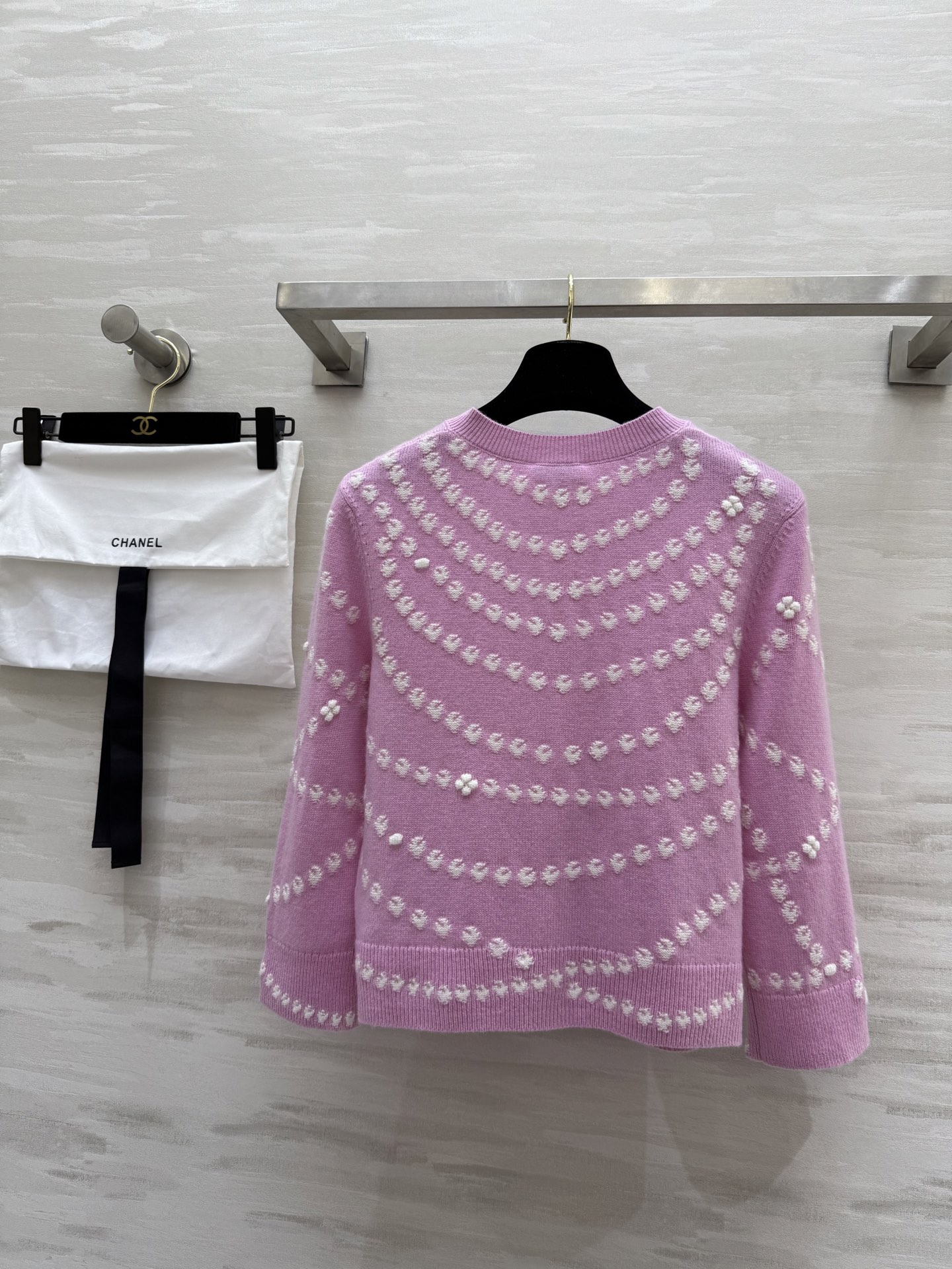 #Chane♡²⁵P 珍珠链条图案钉珠开衫 原版开发 高品质定制 现货首发size：36/38/40（）