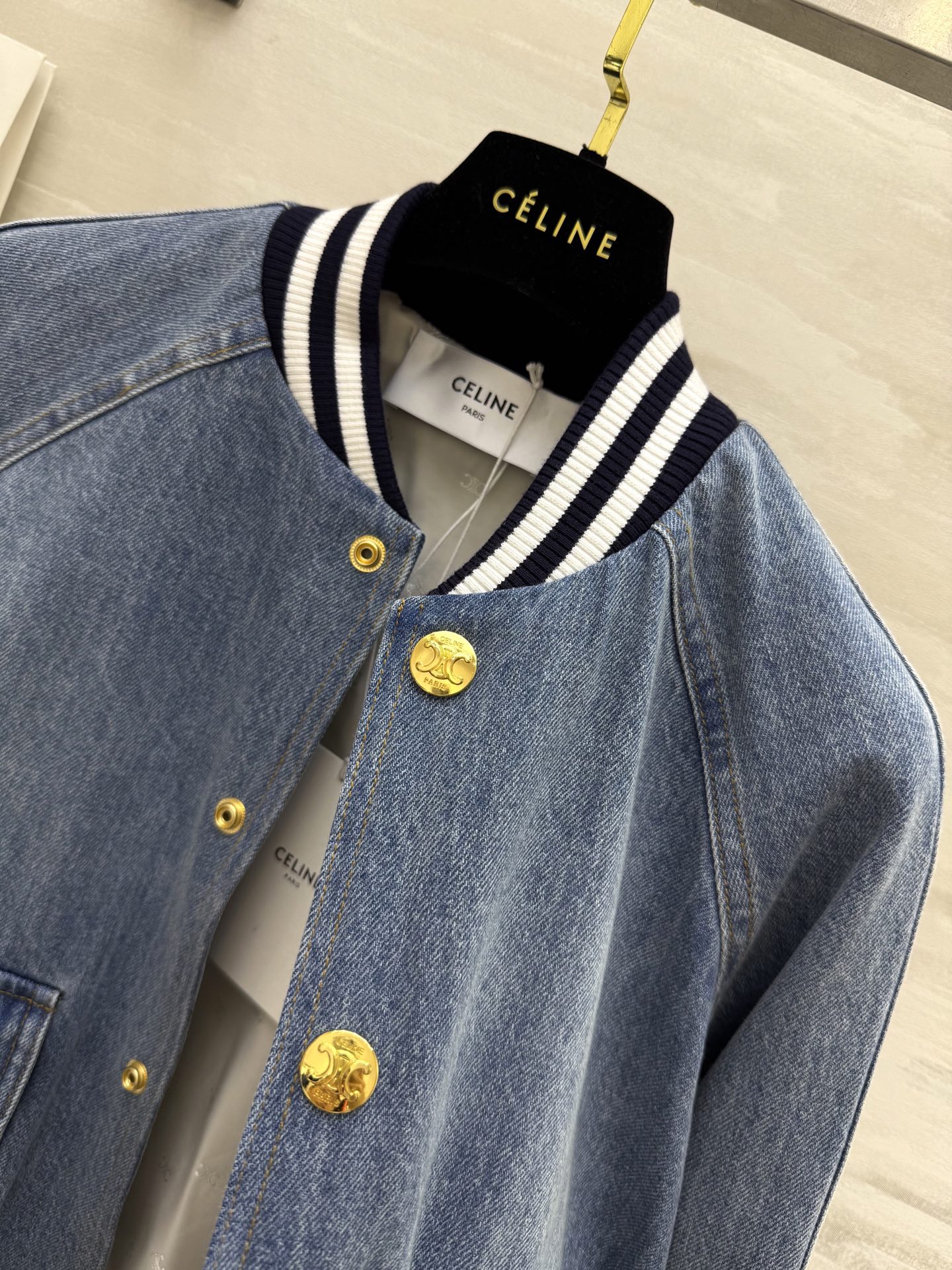 #Celin♡²⁵丹宁牛仔系列棒球服式夹克外套 内里提花里衬 高品质定制 现货首发size：S/M/L（