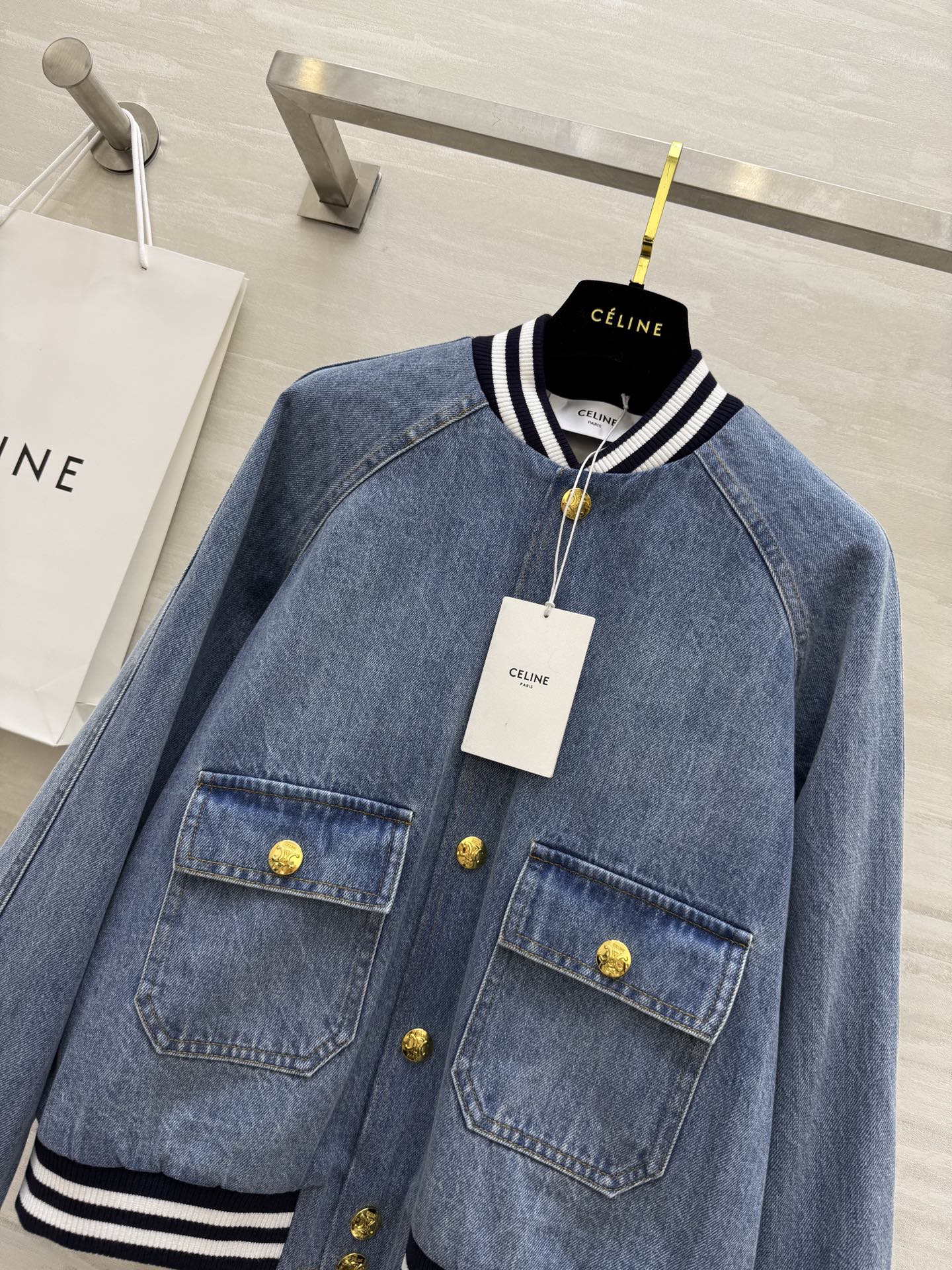#Celin♡²⁵丹宁牛仔系列棒球服式夹克外套 内里提花里衬 高品质定制 现货首发size：S/M/L（