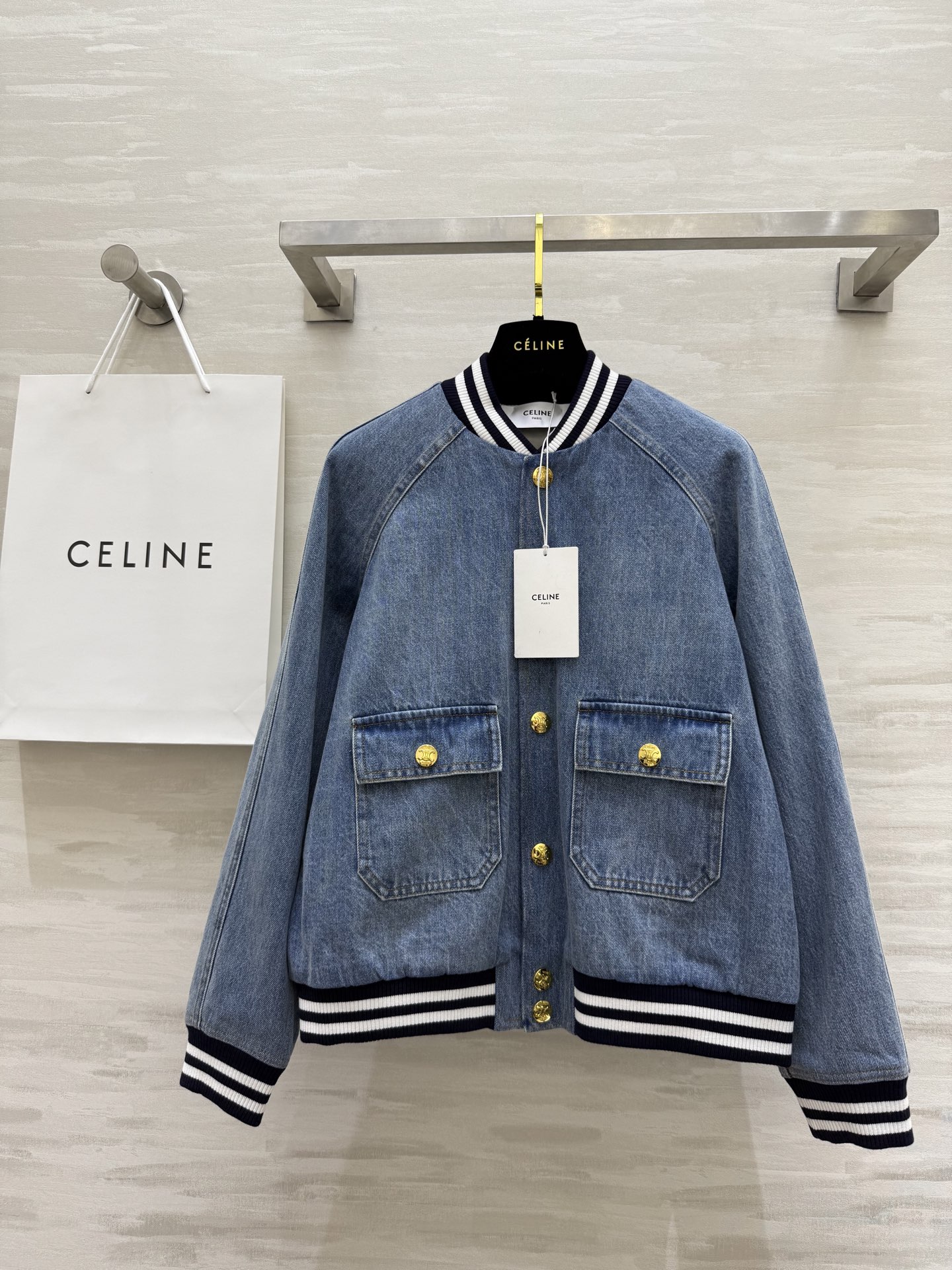 #Celin♡²⁵丹宁牛仔系列棒球服式夹克外套 内里提花里衬 高品质定制 现货首发size：S/M/L（