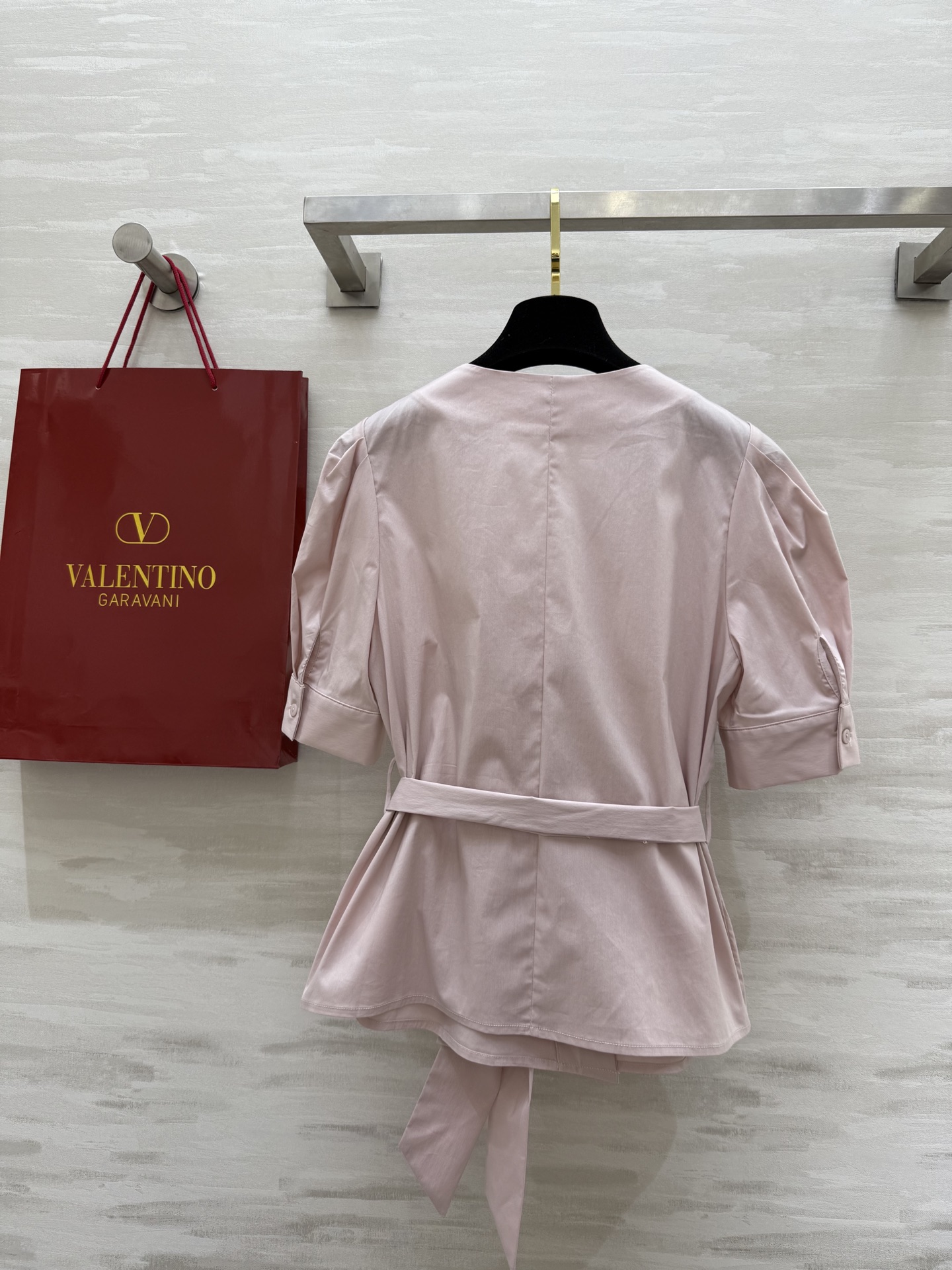 #Valentin♡²⁵ss绑带宫廷风短袖泡泡袖衬衣 本布腰带绑带收腰 高品质定制 现货首发size：S