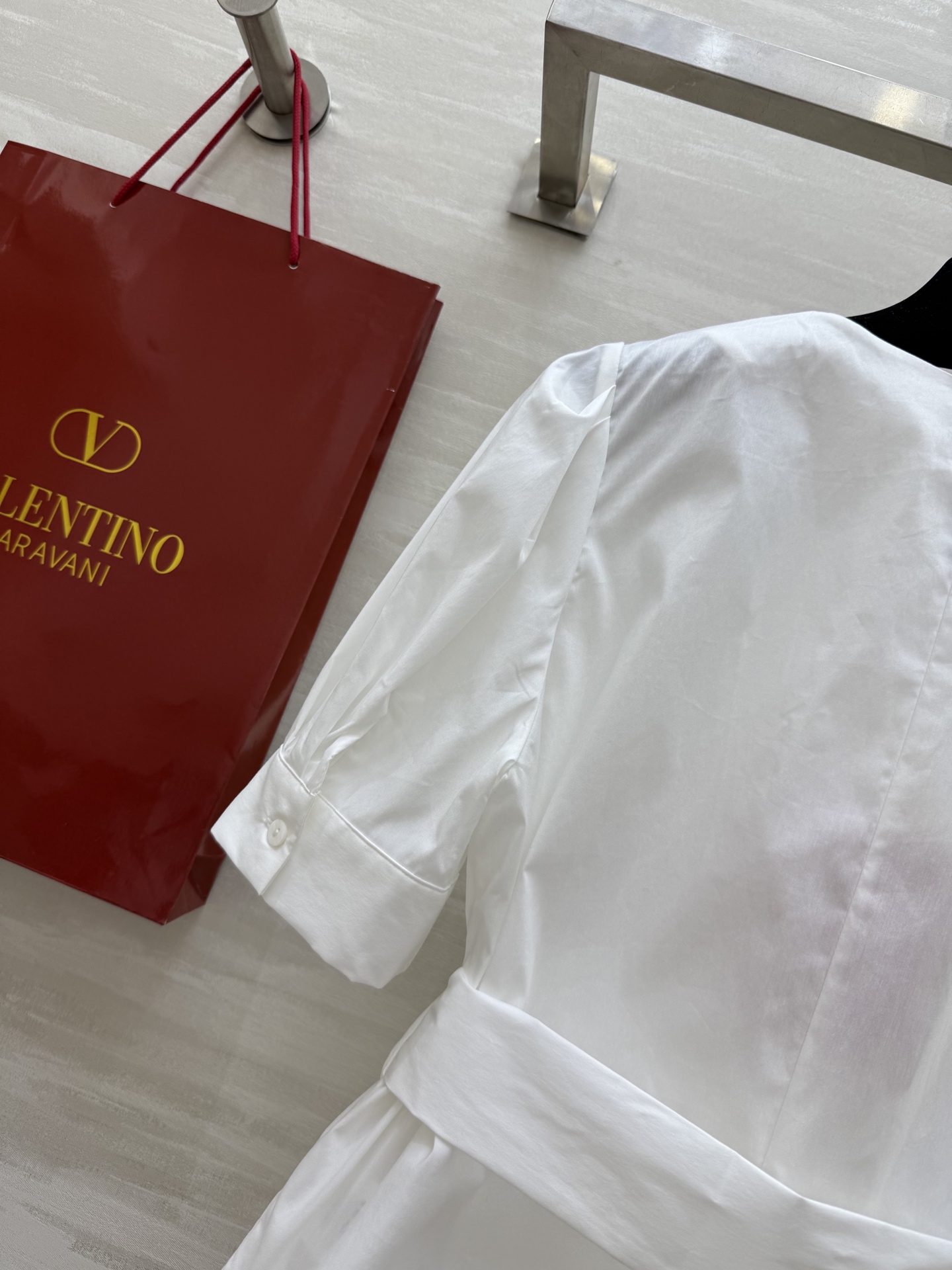 #Valentin♡²⁵ss绑带宫廷风短袖泡泡袖衬衣 本布腰带绑带收腰 高品质定制 现货首发size：S