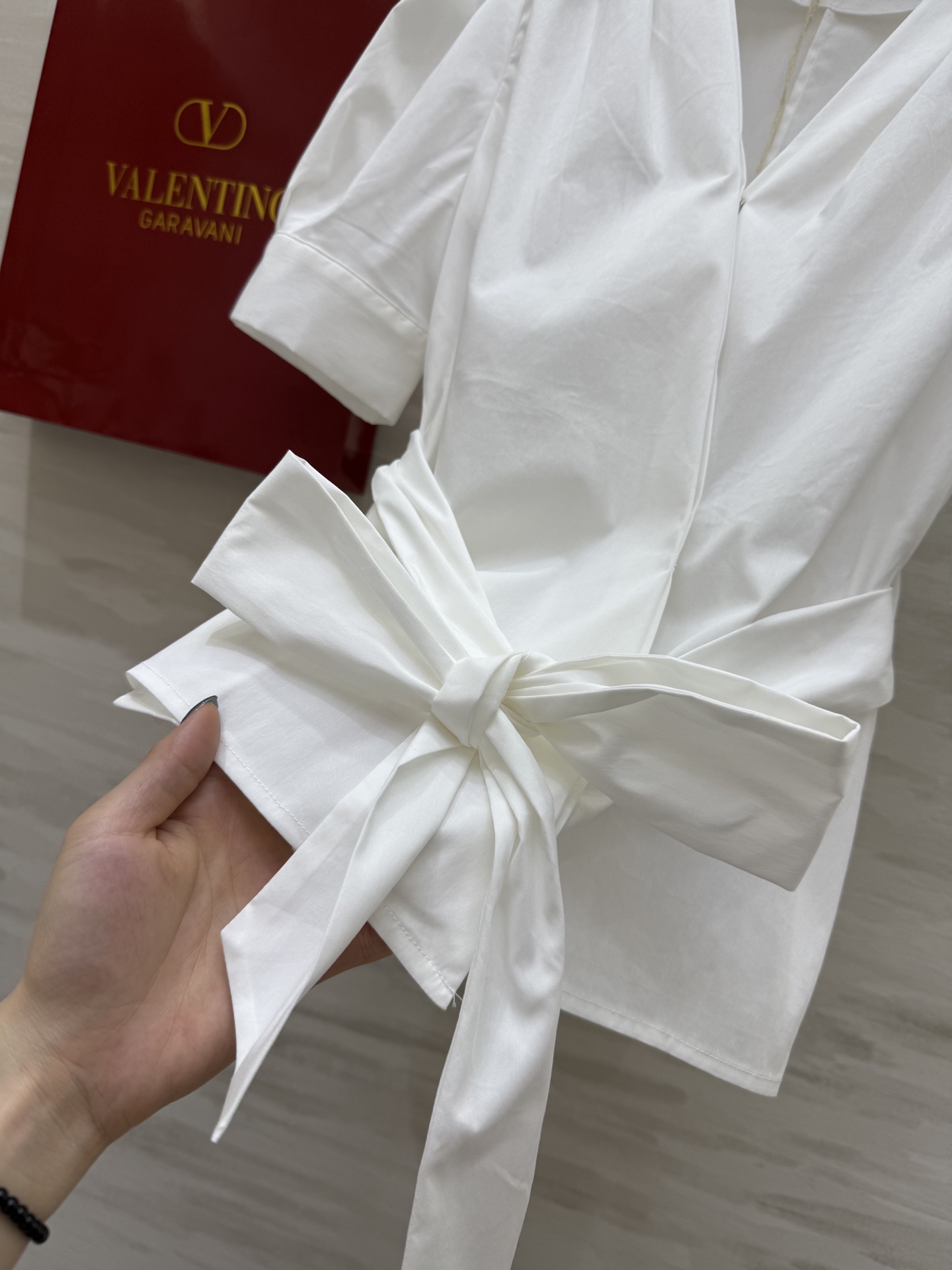 #Valentin♡²⁵ss绑带宫廷风短袖泡泡袖衬衣 本布腰带绑带收腰 高品质定制 现货首发size：S