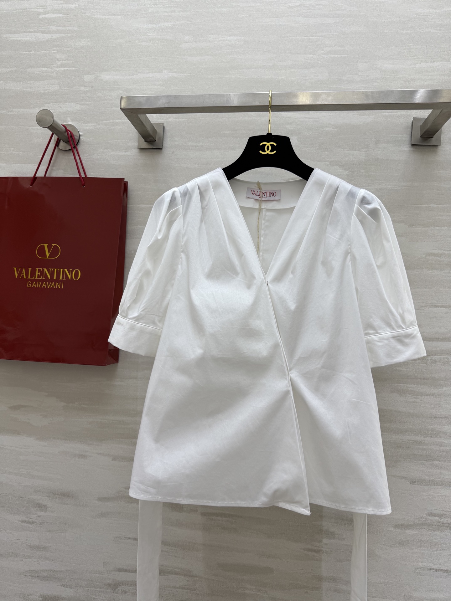 #Valentin♡²⁵ss绑带宫廷风短袖泡泡袖衬衣 本布腰带绑带收腰 高品质定制 现货首发size：S