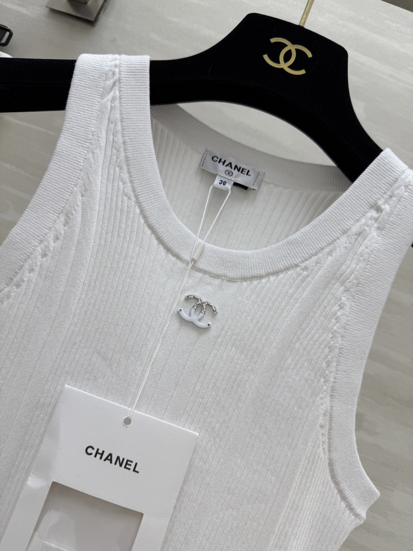 #Chane♡²⁵新款华夫格背心 原版开发 高品质定制 现货首发size：36/38/40（）