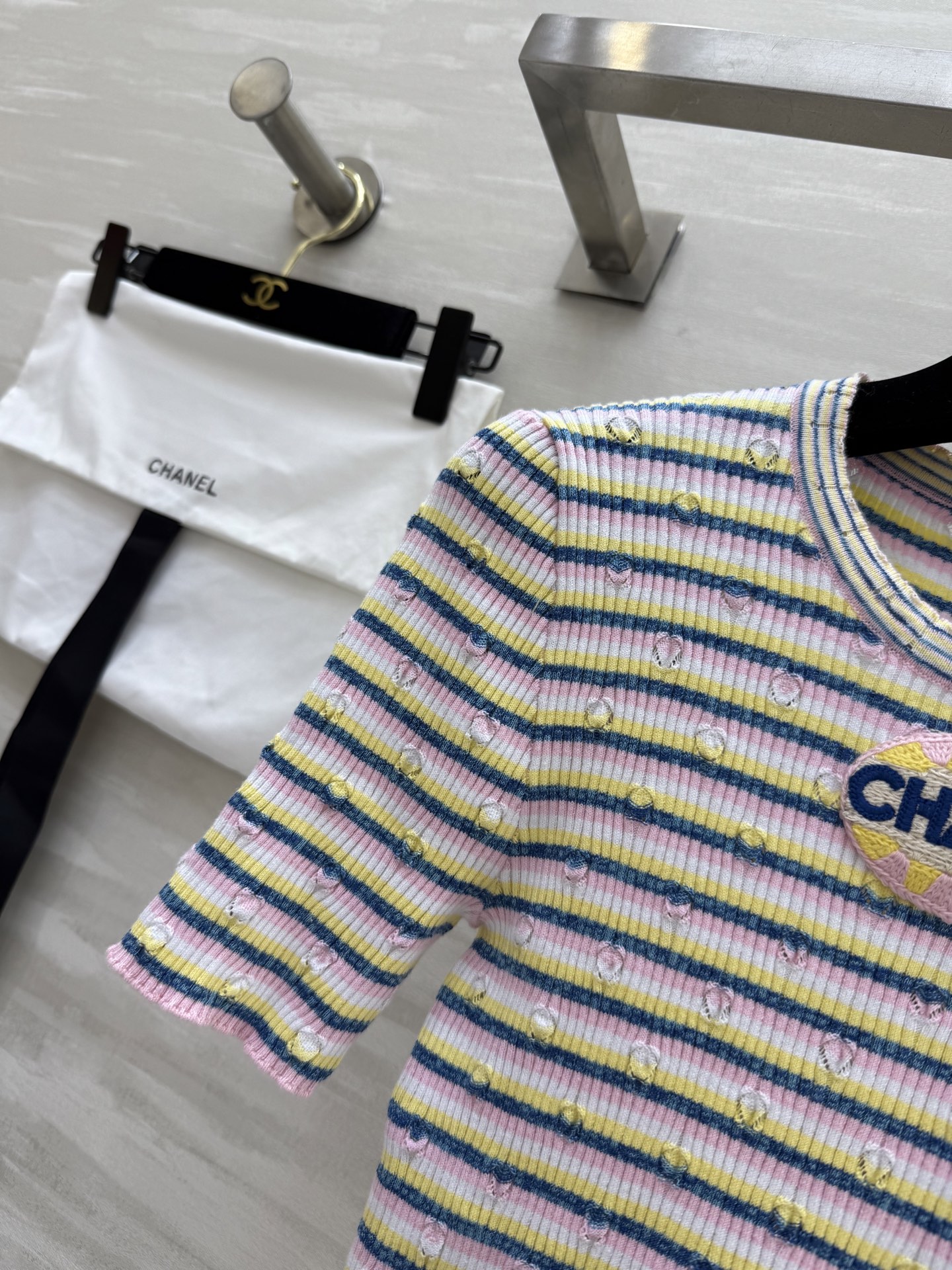 🧨ˎˊ˗ 𑊄𑣠𑊄ᰁ ✨Chanel²⁵P｜美到发晕的条纹T恤 高品质定制 现货首发size：36/38/