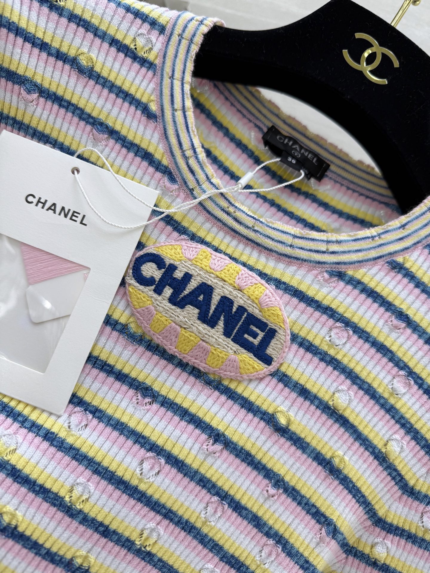 🧨ˎˊ˗ 𑊄𑣠𑊄ᰁ ✨Chanel²⁵P｜美到发晕的条纹T恤 高品质定制 现货首发size：36/38/