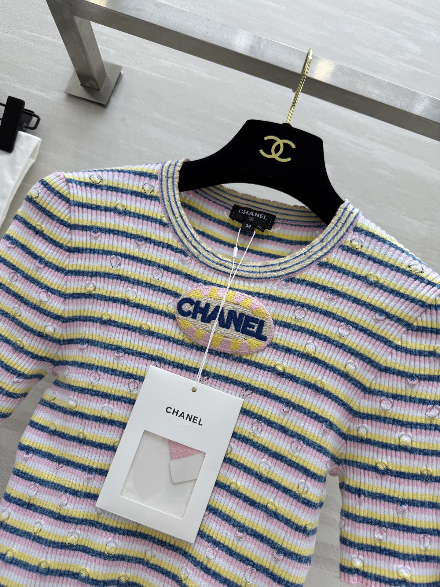 🧨ˎˊ˗ 𑊄𑣠𑊄ᰁ ✨Chanel²⁵P｜美到发晕的条纹T恤 高品质定制 现货首发size：36/38/