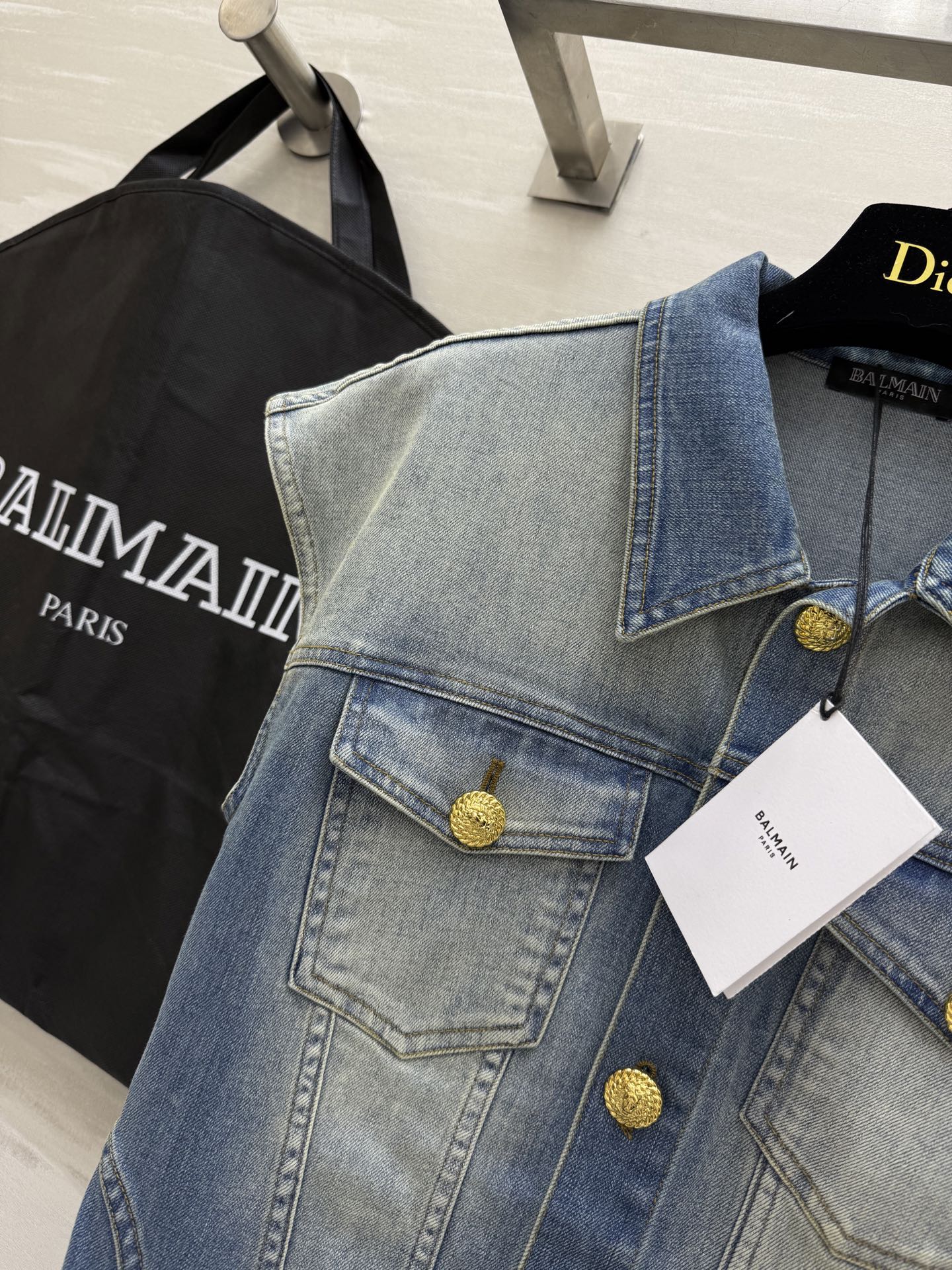#BALMAI♡²⁵鱼尾摆牛仔连衣裙 重工艺做旧磨白洗水 开模五金纽扣 高品质 现货首发size：S/M