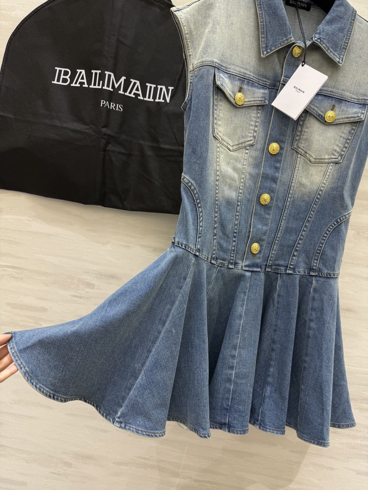 #BALMAI♡²⁵鱼尾摆牛仔连衣裙 重工艺做旧磨白洗水 开模五金纽扣 高品质 现货首发size：S/M