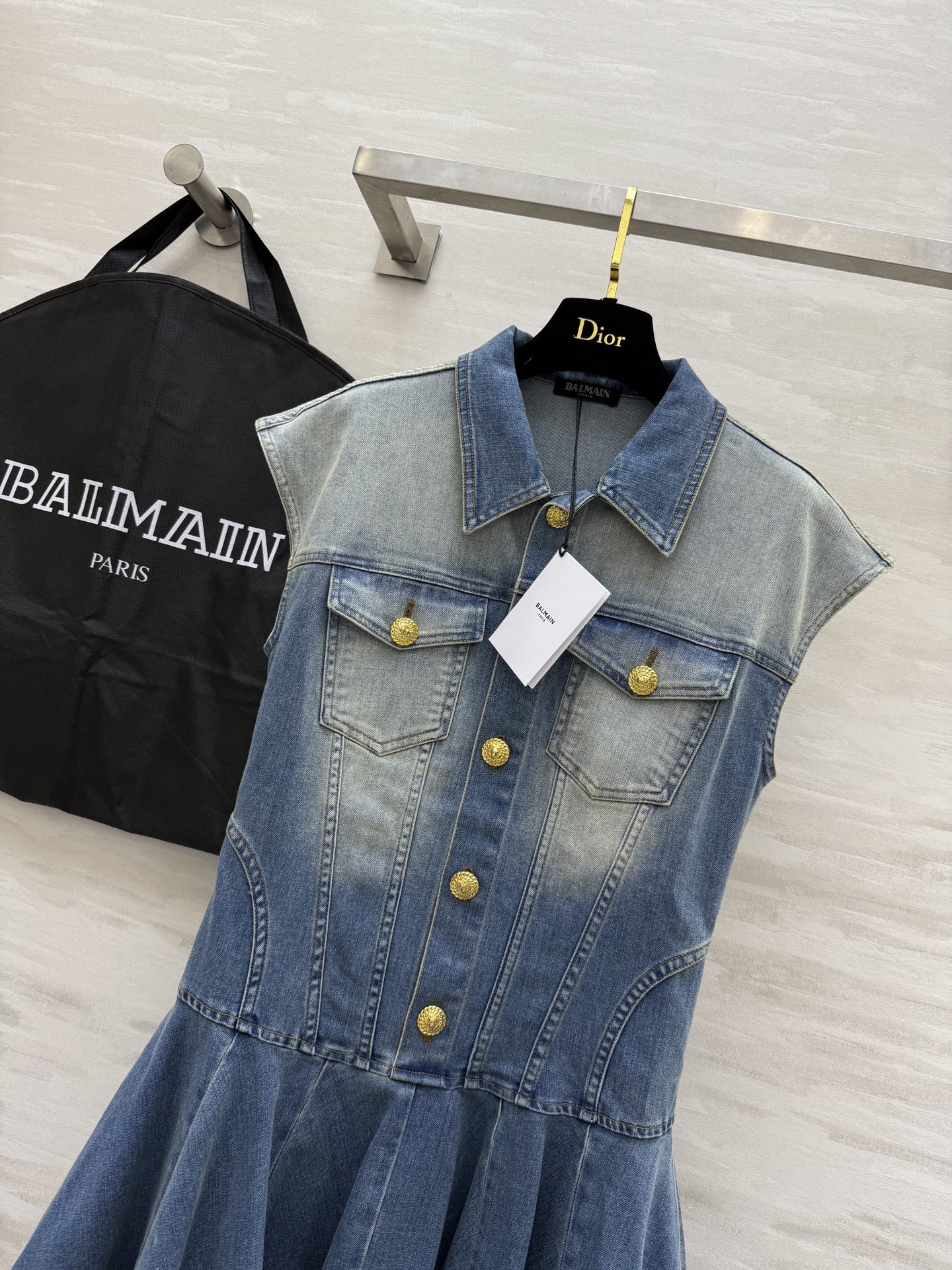 #BALMAI♡²⁵鱼尾摆牛仔连衣裙 重工艺做旧磨白洗水 开模五金纽扣 高品质 现货首发size：S/M