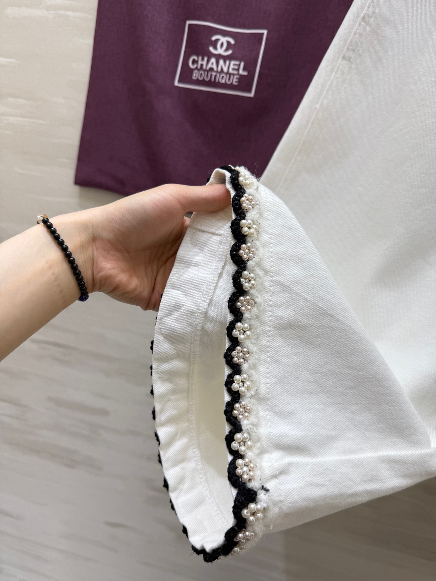#𝘾𝙃𝙉𝙀𝙇♡ 𝙫𝙞𝙣𝙩𝙖𝙜𝙚系 钉珠七分牛仔裤 直筒阔腿版型 七分长度适合夏天清爽穿搭 高品质定制 现