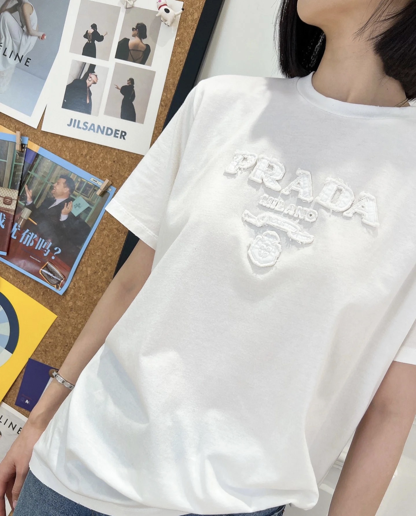 #Prad♡²⁵字母贴布绣T恤 高品质定制 现货首发size：S/M/L（M码肩宽：40，胸围：94，衣