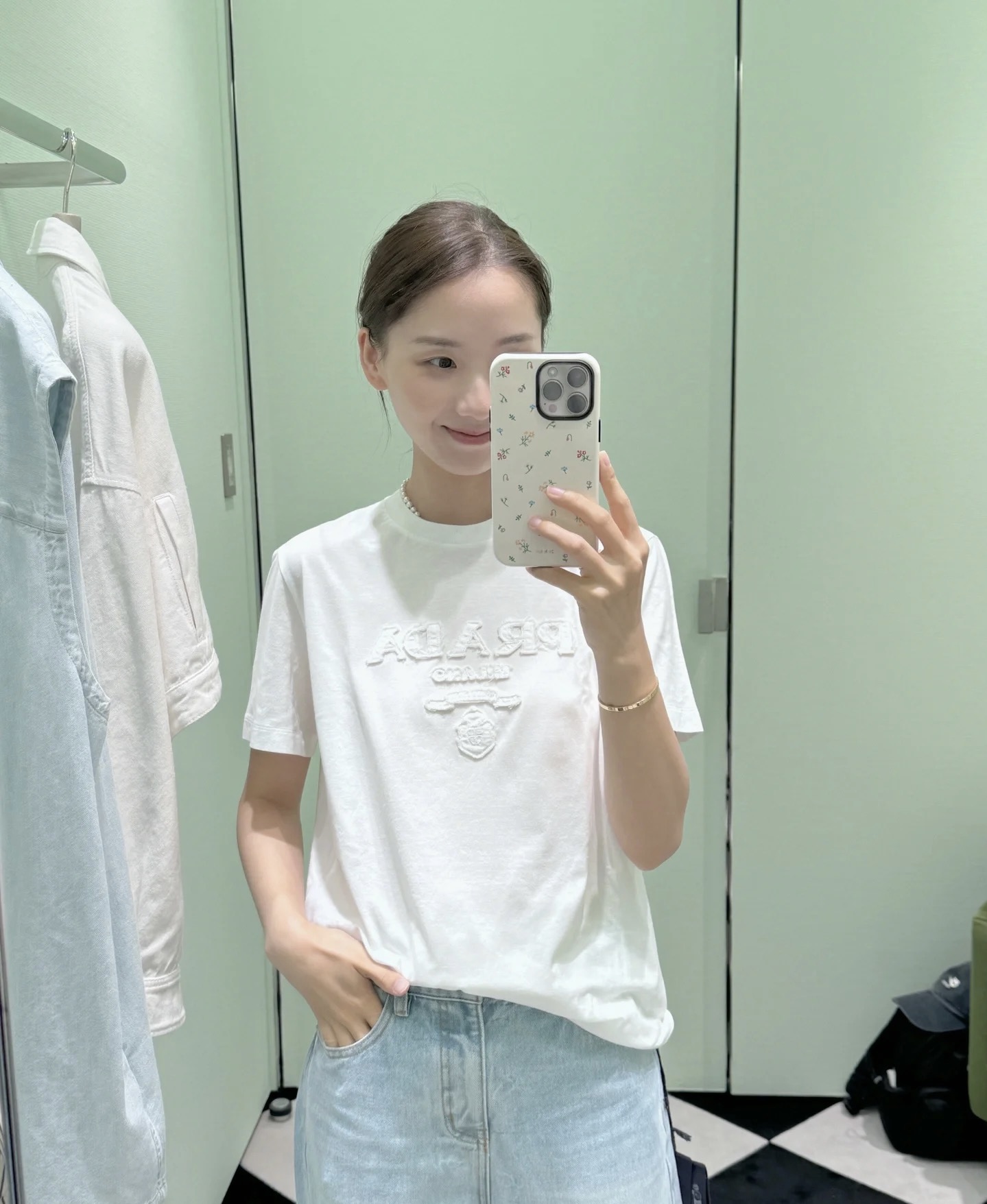 #Prad♡²⁵字母贴布绣T恤 高品质定制 现货首发size：S/M/L（M码肩宽：40，胸围：94，衣