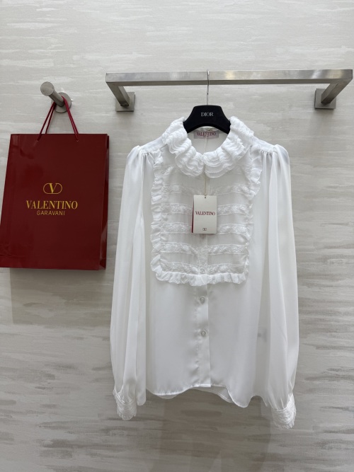 Valentino Ruffled Lace Trim Blouse - Elegant & High-Quality Custom Made 1 Valentino Ruffled Lace Trim Blouse - Elegant & High-Quality Custom Made