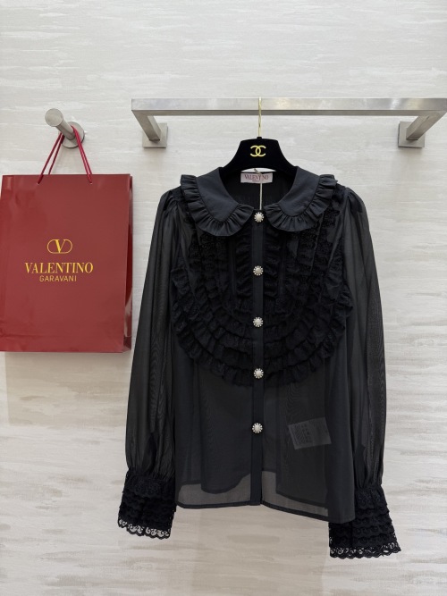 Valentino Lace Trimmed Blouse - Vintage Inspired Ruffle Design 1 Valentino Lace Trimmed Blouse - Vintage Inspired Ruffle Design