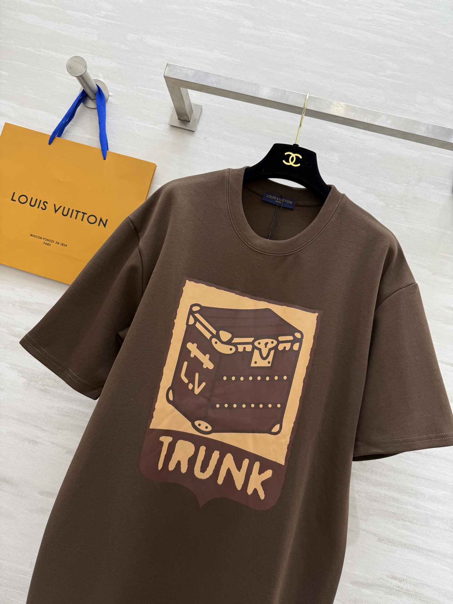 Louis Vuitton Inspired Brown Trunk Print T-Shirt - Premium Cotton, Stylish Fit 4 i1746369606735 5524 0 2