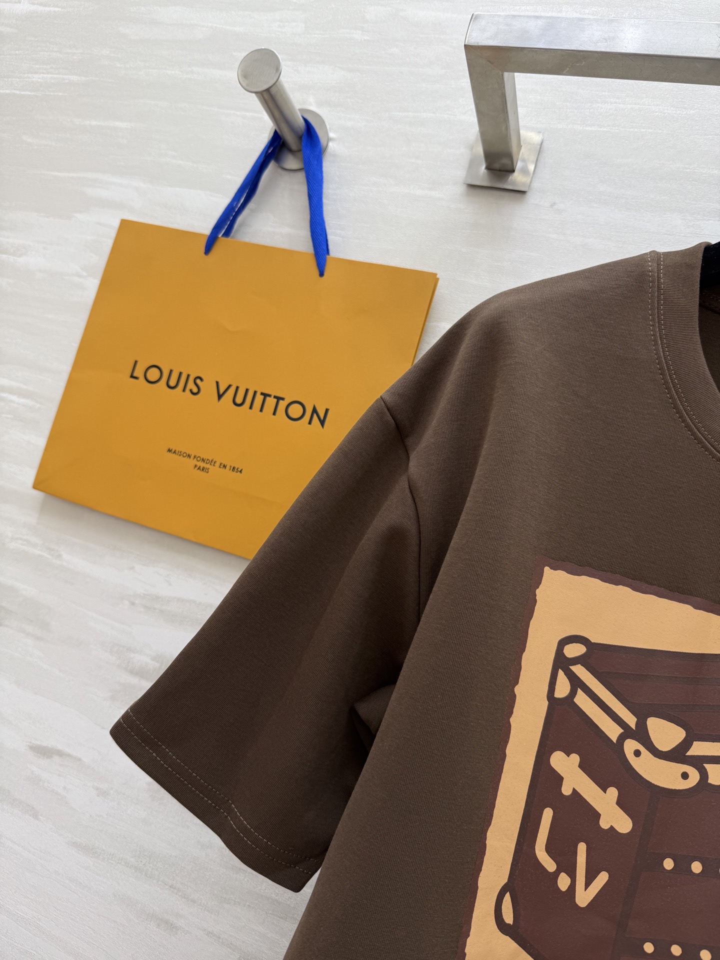 Louis Vuitton Inspired Brown Trunk Print T-Shirt - Premium Cotton, Stylish Fit 5 i1746369607827 5875 0 3