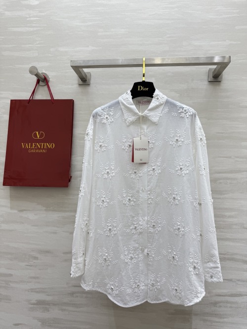 Valentino Embroidered Floral Shirt, Elegant Designer Button-Down Top 1 Valentino Embroidered Floral Shirt, Elegant Designer Button-Down Top