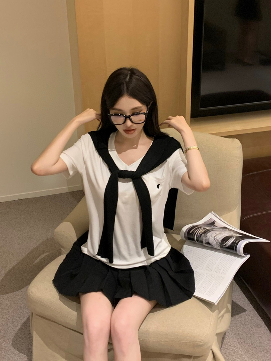 NO:421211,Black and white CP suit!  Summer sweet girl must enter the academy style costume, alexander wang19860909黑白cp套装！ 夏日甜妹必入の学院风神装,,alexander wang,Women's clothing