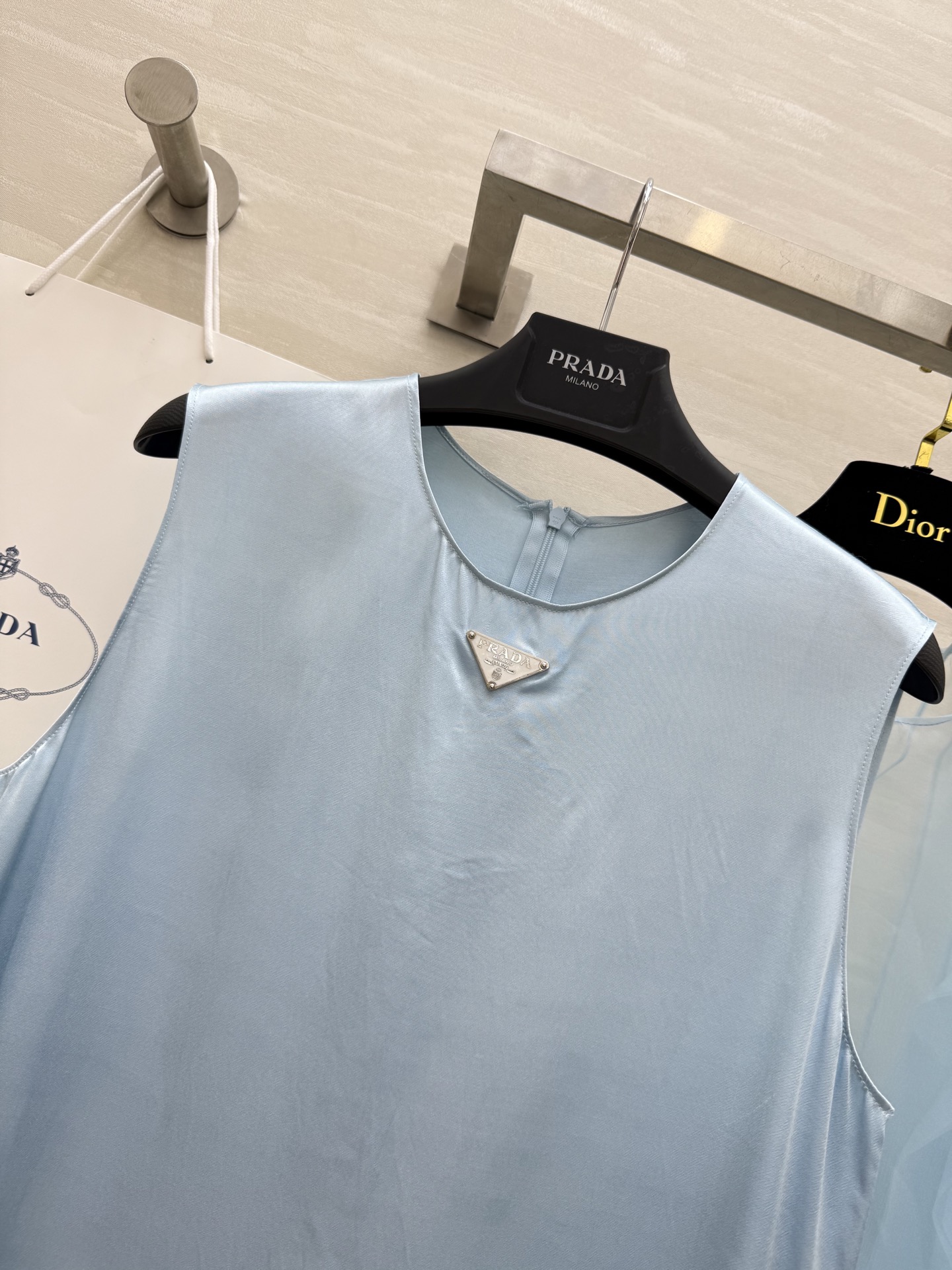 #Prad♡²⁵新款 四件套层叠设计欧根纱连衣裙 清爽蓝色系 欧根纱面料蛋糕层叠设计  H版型剪裁 高品