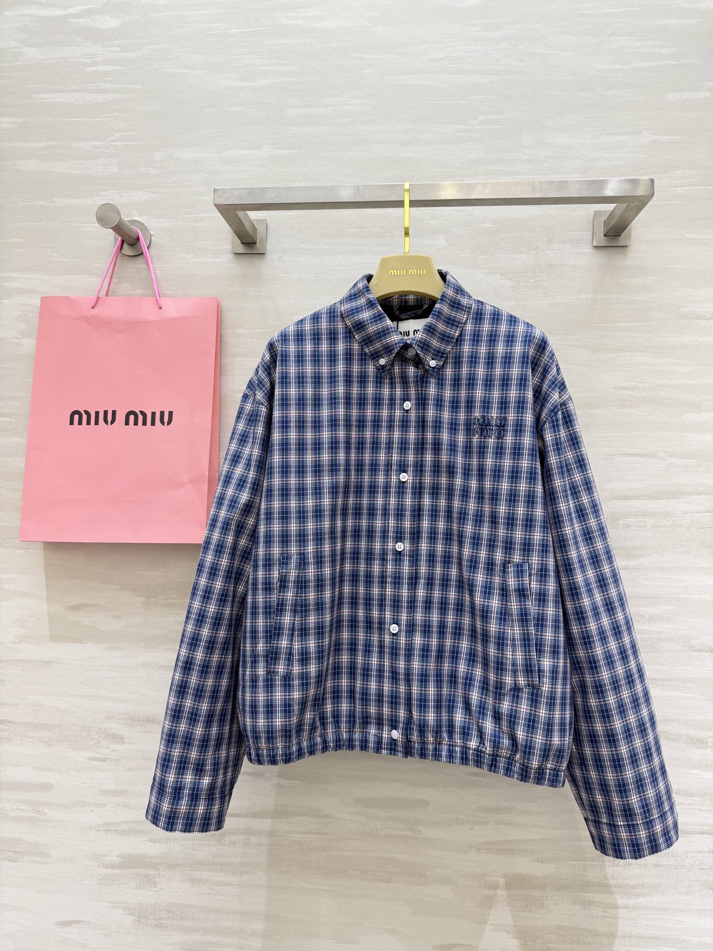 #Miumi♡²⁵A蓝格纹外套 原版开发 高品质定制 现货首发size：S/M/L（）