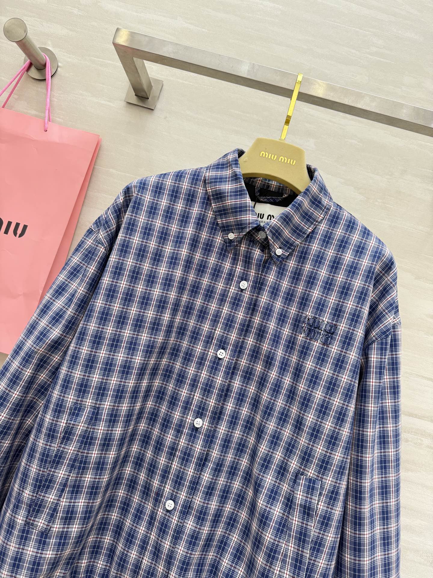#Miumi♡²⁵A蓝格纹外套 原版开发 高品质定制 现货首发size：S/M/L（）