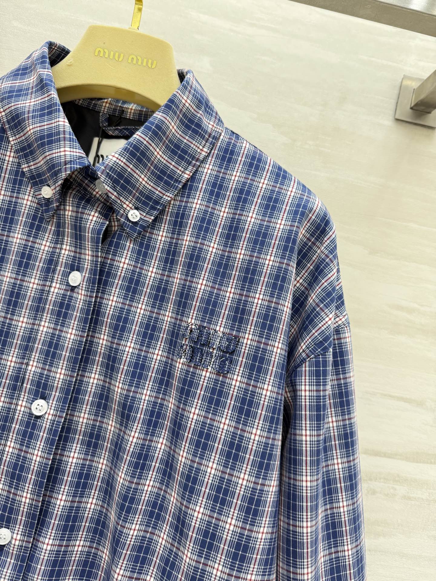 #Miumi♡²⁵A蓝格纹外套 原版开发 高品质定制 现货首发size：S/M/L（）