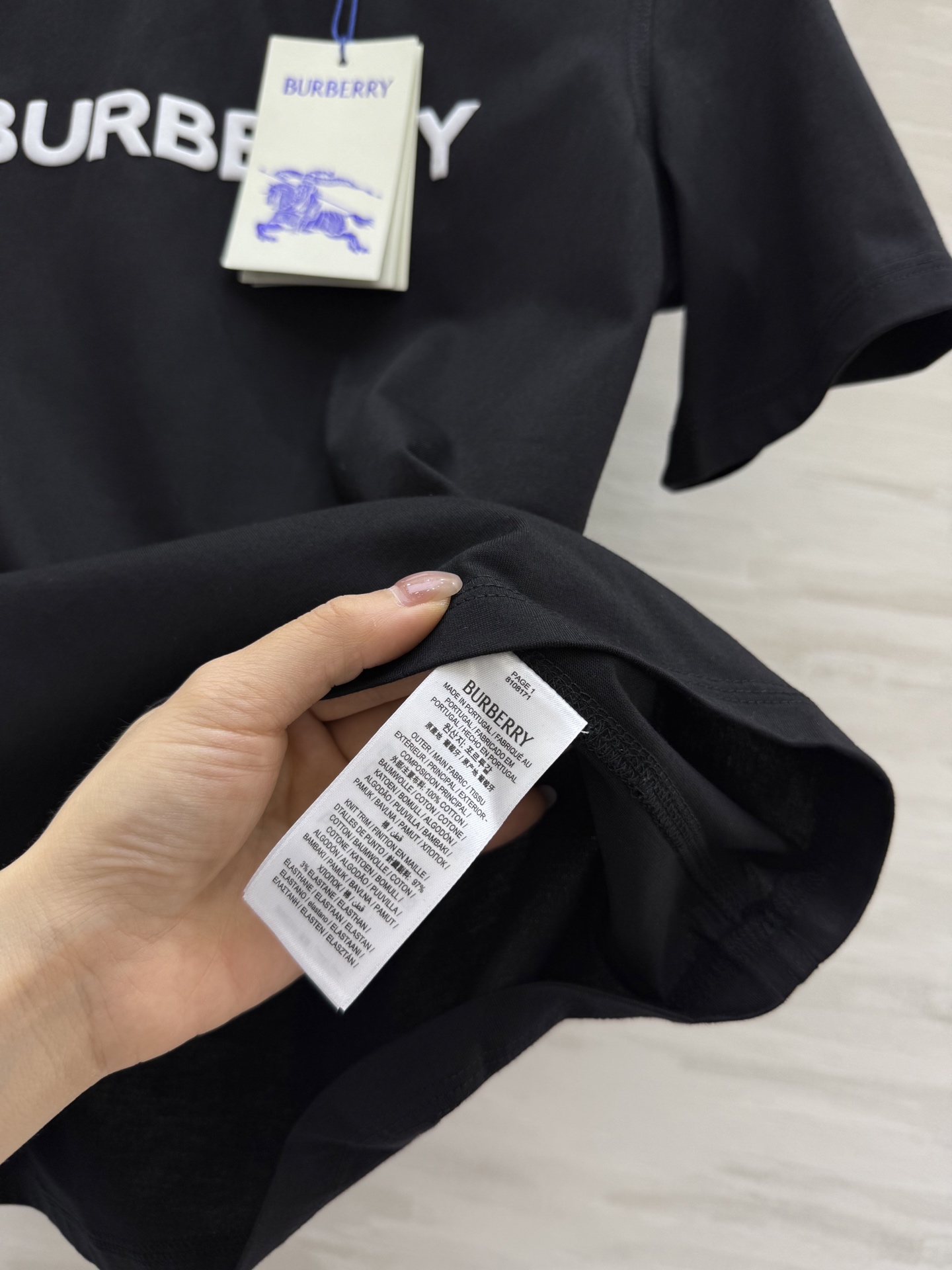 #Burberr♡²⁵logo植绒刺绣🪡短袖T恤 高品质定制 现货首发size：S/M/L/XL/XXL